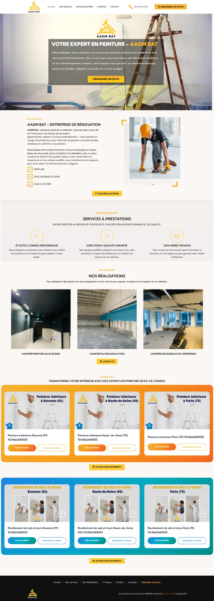 Création du site web AADM BAT  Entreprise de rénovation et travaux du bâtiment
